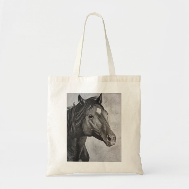 Bolsa Tote Arte Desenhada à Mão do Cavalo (Frente)
