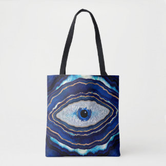 Bolsa Tote Arte Digital do Geodo de Agato Azul mau