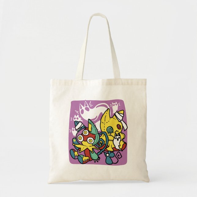 Bolsa Tote Arte do Dia das Bruxas de Gatos Cerrantes: Assusta (Frente)