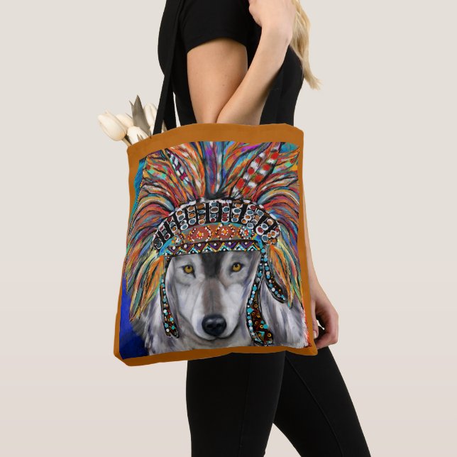 Bolsa Tote Arte do Lobo Cinzento (Close Up)