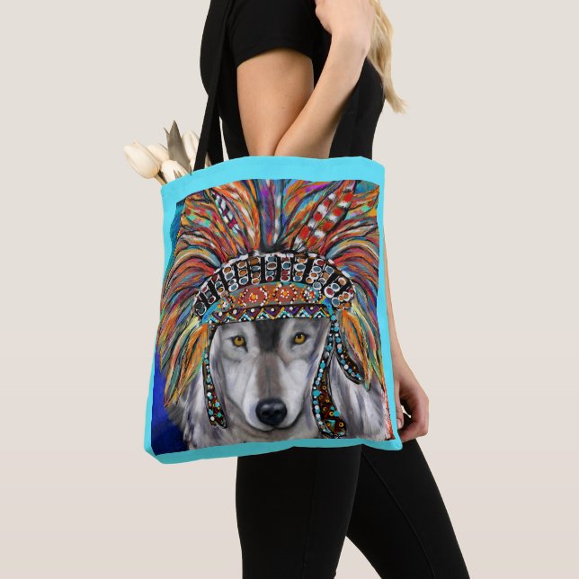 Bolsa Tote Arte do Lobo Cinzento (Close Up)