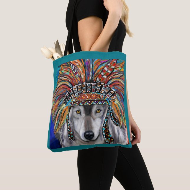 Bolsa Tote Arte do Lobo Cinzento (Close Up)