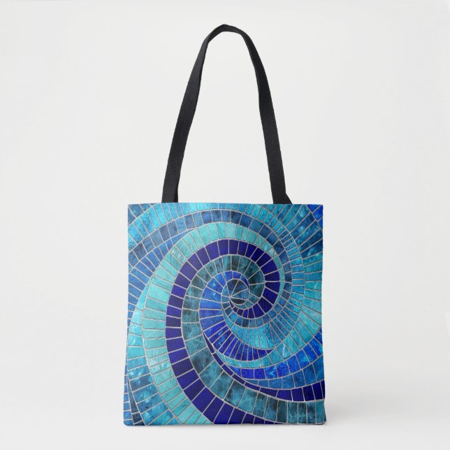 Bolsa Tote Arte do mosaico da Onda Oceânica (Frente)