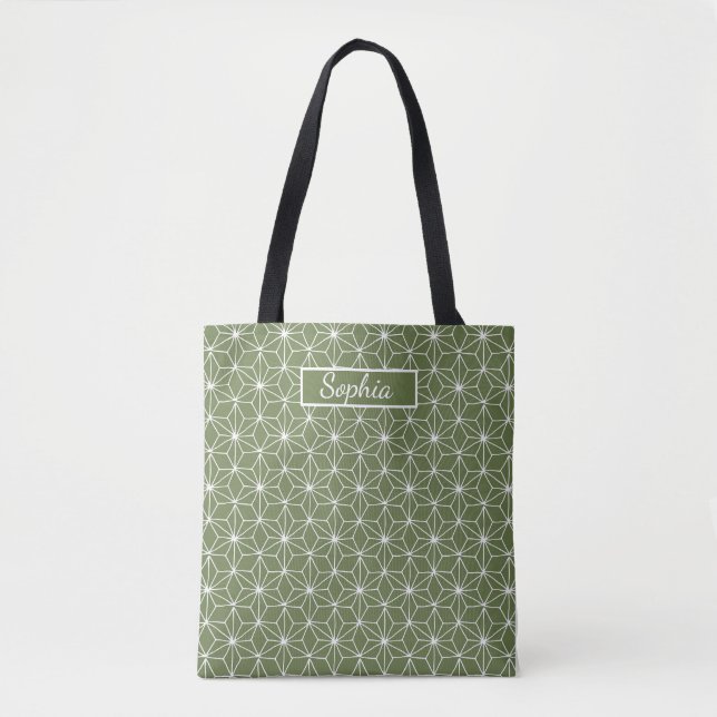 Bolsa Tote Arte Elegante em Forma Verde Orgânica para Present (Frente)