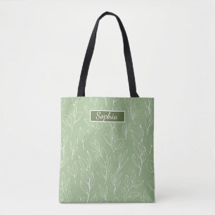 Bolsa Tote Arte Elegante em Forma Verde Orgânica para Present
