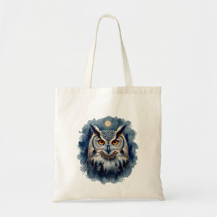 Bolsa Tote Arte em Aquarela da Coruja da Lua Mística Flores