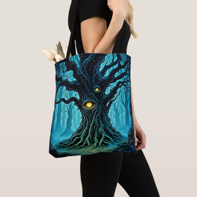 Bolsa Tote Arte em Árvore de Olhos Místicos (Close Up)