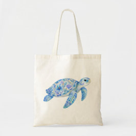 Bolsa Tote Arte em Cerâmica Tema Floral Tartaruga Marinha