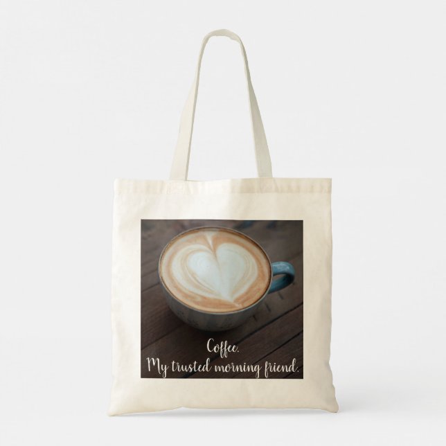 Bolsa Tote Arte em latão de café com forma cardíaca (Verso)