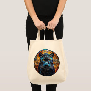 Bolsa Tote Arte em Vidro Pintado Pantera Majestosa