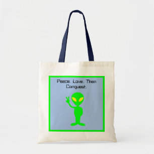 Bolsa Tote Arte Extraterrestre de Cartoon Sci-Fi, Alienígena 