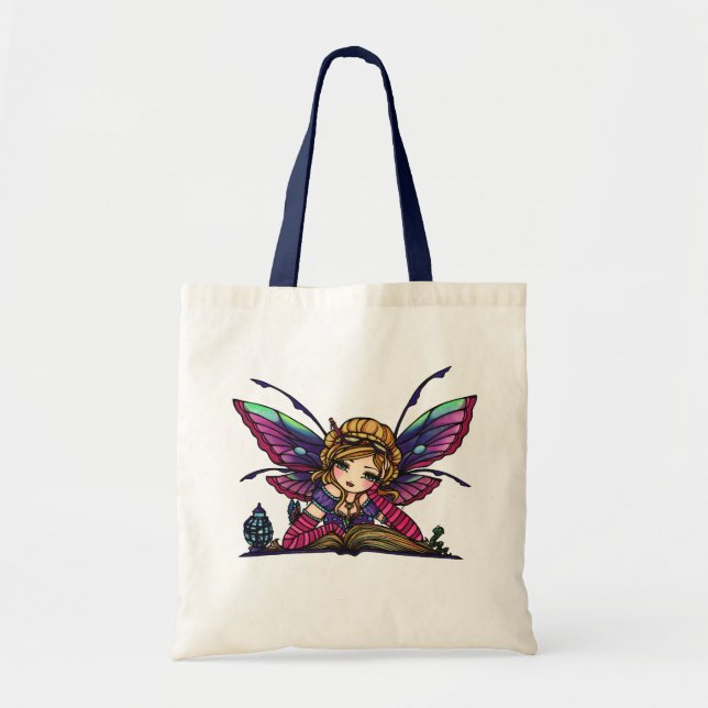 Bolsa Tote Arte feericamente da fantasia do livro de leitura (Frente)