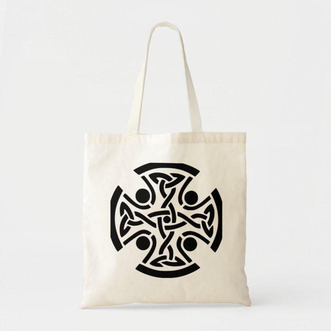Bolsa Tote Arte Fina da Antiga Cruz Celta com Entrelaçamento (Frente)