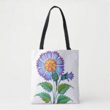 Arte Fina Meia-Tinta Flor Azul