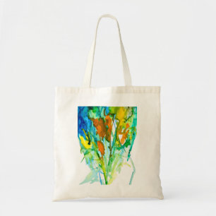 Bolsa Tote Arte floral abstrata em aquarela