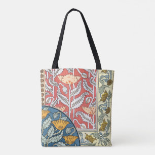 Bolsa Tote Arte Floral Antiga Arte Nova Flores Papoulas
