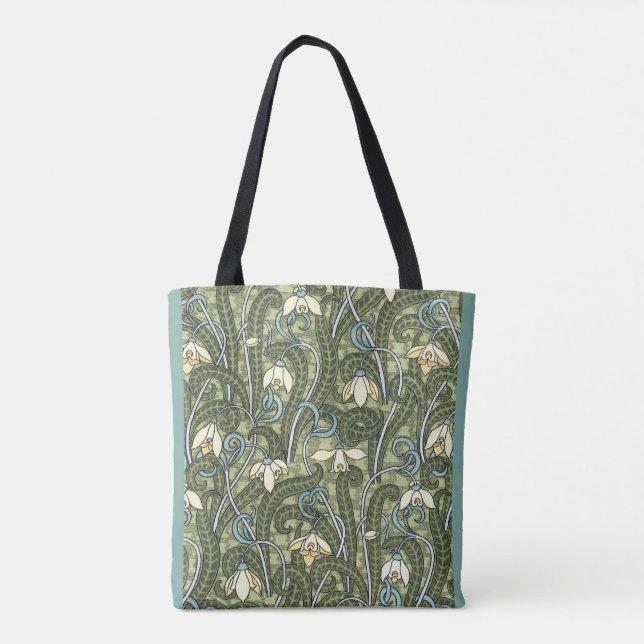 Bolsa Tote Arte Floral Antigo Moderno Flores de Galanthus (Verso)
