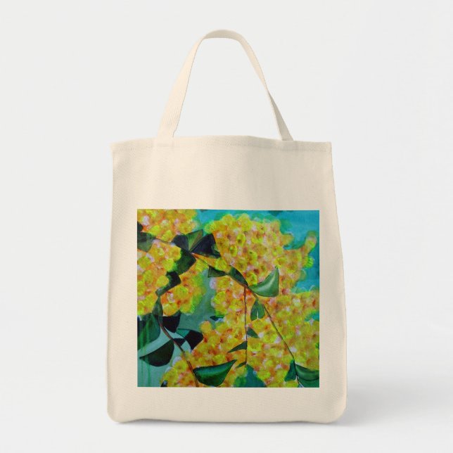 Bolsa Tote Arte floral australiana original de Wattle (Frente)