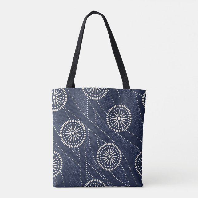 Bolsa Tote Arte floral azul (Verso)