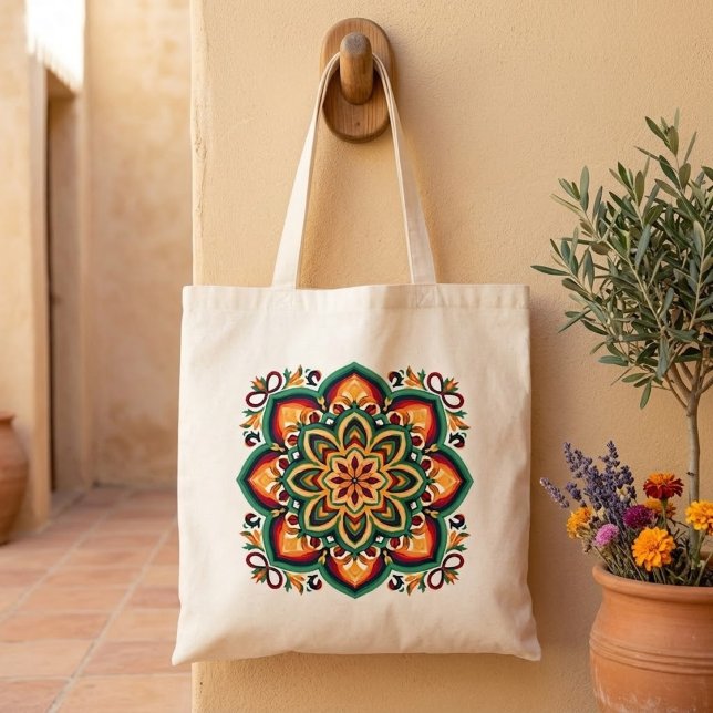 Bolsa Tote Arte Floral Boho Folclórico (Criador carregado)