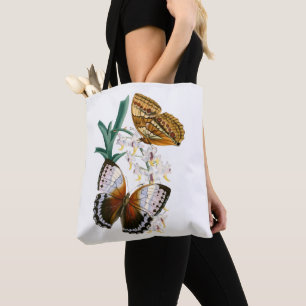 Bolsa Tote Arte Floral e Borboletas Vintage Tranquilas