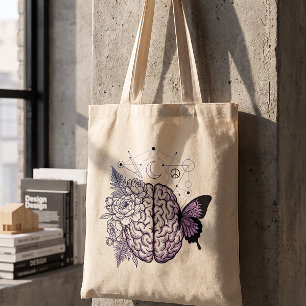 Bolsa Tote Arte Floral e Geométrica do Cérebro para Saúde Men
