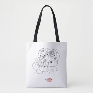 Bolsa Tote Arte Floral: Mulher Mínima.