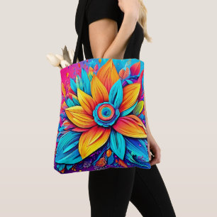 Bolsa Tote Arte Floral Vibrante