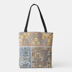 Bolsa Tote Arte Floral Vintage Art Nouveau, Flores de Pontas 