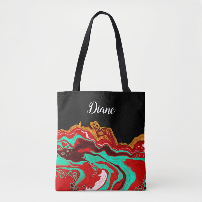 Bolsa Tote Arte Fluida Dourada Bragundia  Personalizada (Frente)