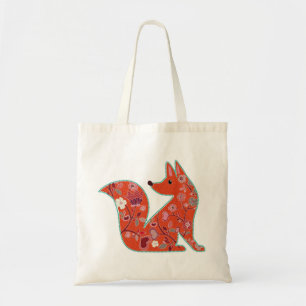 Bolsa Tote Arte Folclórica de Fox Floral Cute