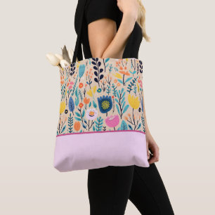 Bolsa Tote Arte Folclórica Simples, Bloco de Cores
