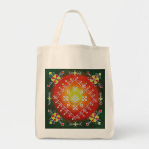 Bolsa Tote Arte folclórica tradicional letã com pintura de