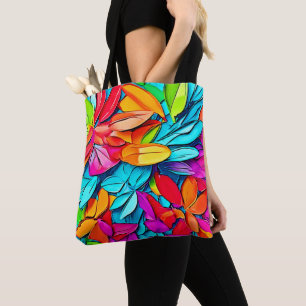 Bolsa Tote Arte Folha de Abstrato vibrante