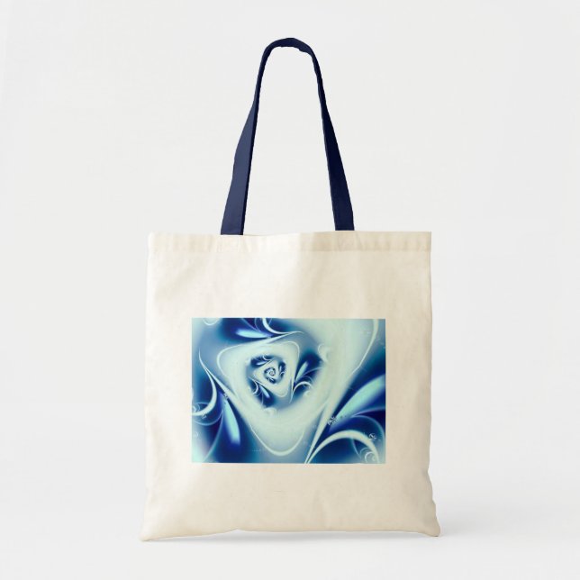 Bolsa Tote Arte Fractal Azul-Água (Frente)