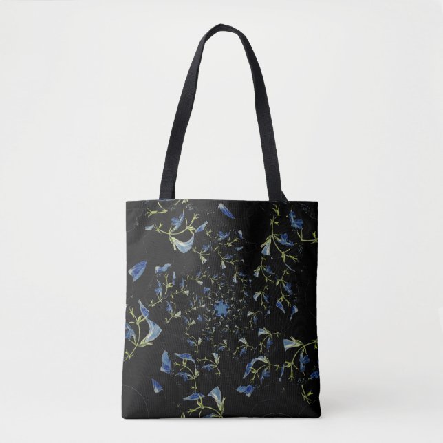 Bolsa Tote Arte fractal de Blue e Black Sage (Frente)
