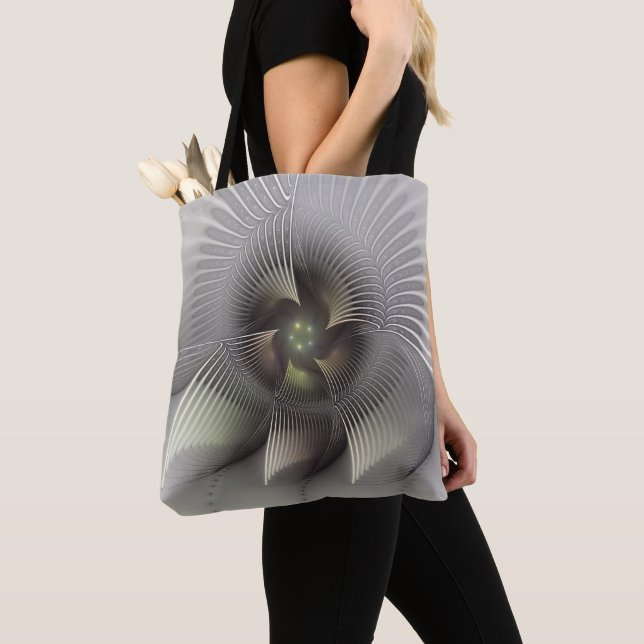 Bolsa Tote Arte Fractal de Forma 3D Abstrata Moderna (Close Up)