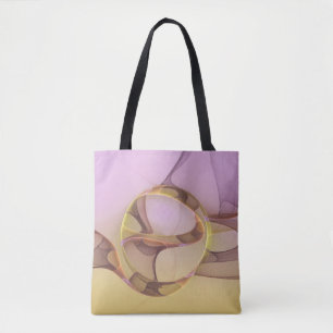 Bolsa Tote Arte Fractal Rosa Dourada Moderna Abstrata