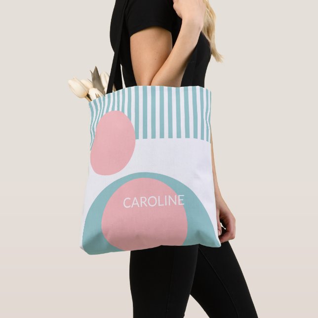 Bolsa Tote Arte Geométrica Abstrata Personalizada com Listras (Close Up)