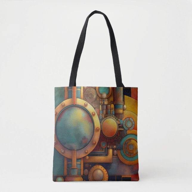 Bolsa Tote Arte Geométrica Industrial Steampunk (Frente)