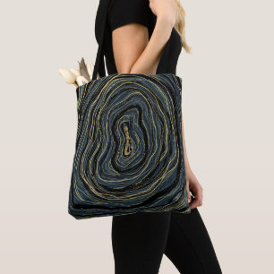 Bolsa Tote Arte Glamour Redemoinho Dourado Azul