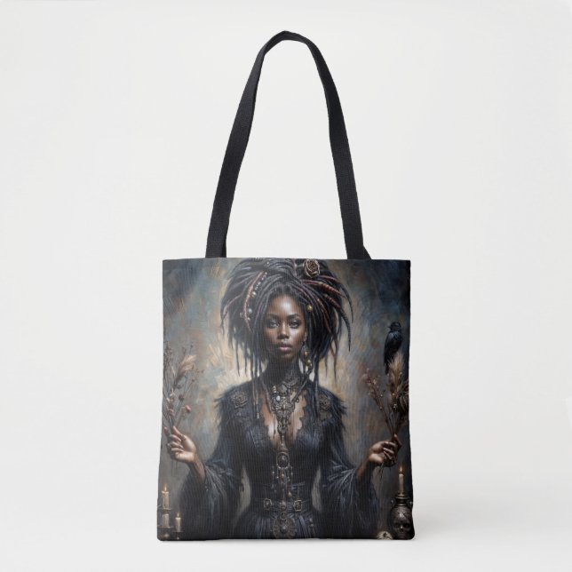 Bolsa Tote Arte Gótica de Mulher Negra Testemunha (Frente)