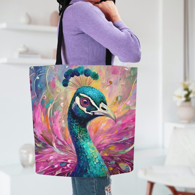 Bolsa Tote Arte Impressionista Moderna Impressionista Peacock (Criador carregado)