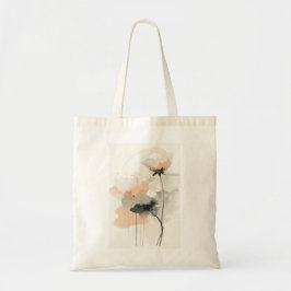 Bolsa Tote Arte Impresso Floral de Papoula Abstrata | Minimal