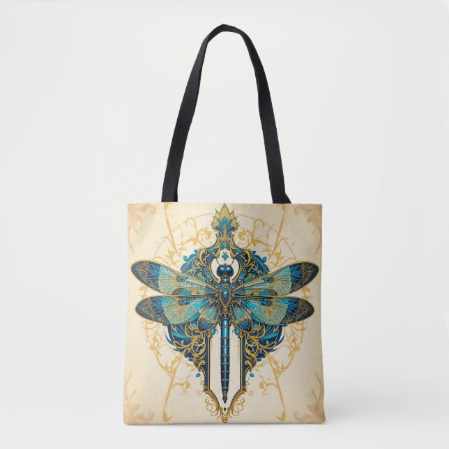Bolsa Tote Arte Intrincada de Libélula (Frente)