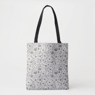 Bolsa Tote Arte Intrincada de Tinta de Flores Silvestres Dese