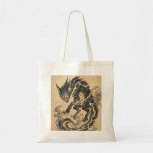Bolsa Tote Arte Japonesa Yokai Raiju Gold Tail