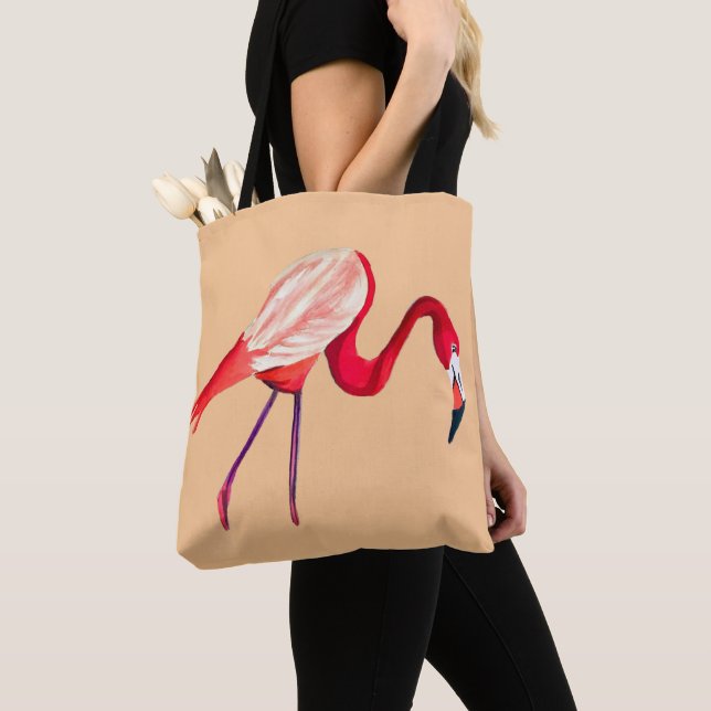 Bolsa Tote Arte laranja flamingo aquarela (Close Up)
