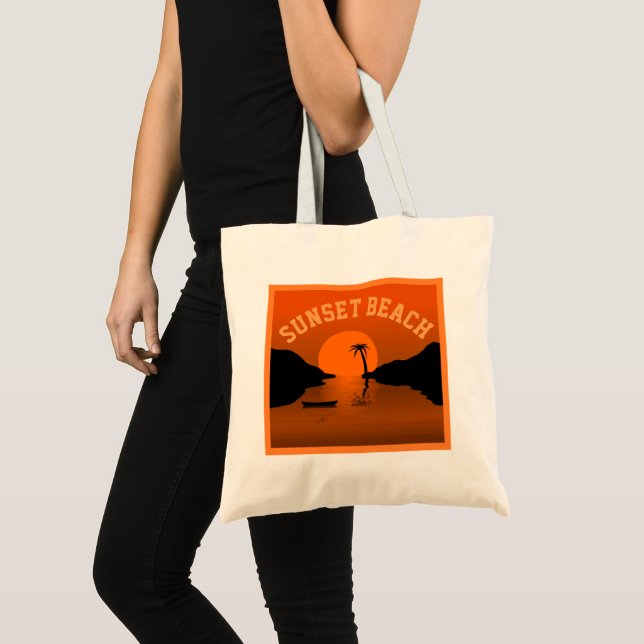 Bolsa Tote Arte Laranja Tropical de Sunset Beach (Frente (produto))
