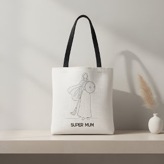 Bolsa Tote Arte Linear da Linha de Guerreiras Super Mãe Moder